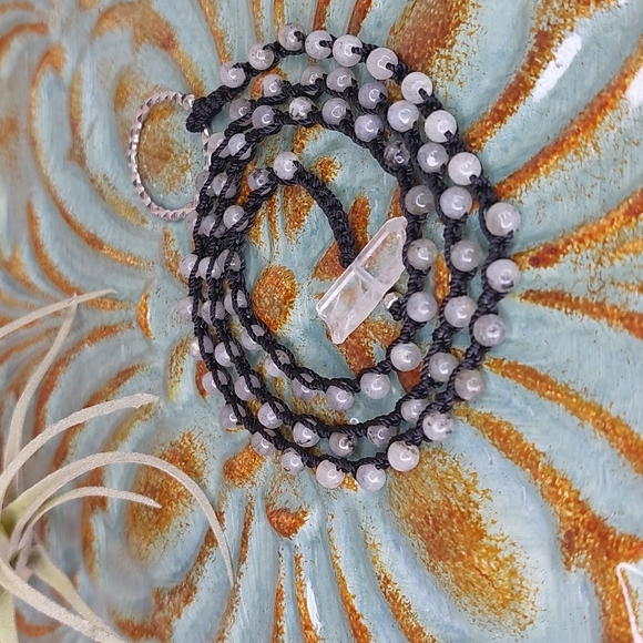 Labradorite and Quartz Crystal Lariat Necklace - Picture 9 of 14